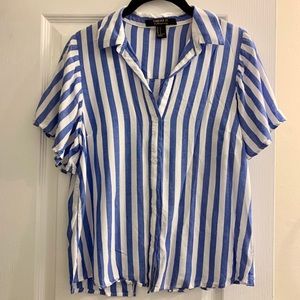 Blue/White Striped Button Down Blouse